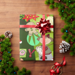 Cadeau Joyeux papier d'enveloppement de Noël Bande verte