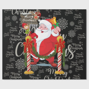 Cadeau Joyeux papier d'enveloppement de Noël Elf Père Noë