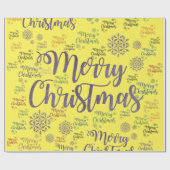 Cadeau Joyeux papier d'enveloppement de Noël Jaune (Plat)