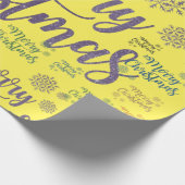 Cadeau Joyeux papier d'enveloppement de Noël Jaune (Coin)