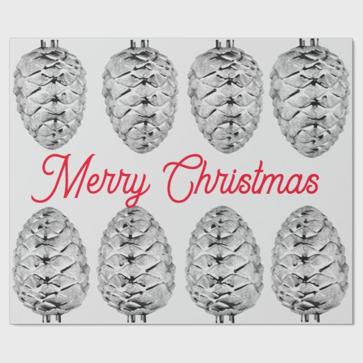 Cadeau Joyeux papier d'enveloppement de pinecone de Noël (Plat)