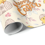 Cadeau Joyeux papier d'enveloppement de poulet de Pâques  (Coin rond)