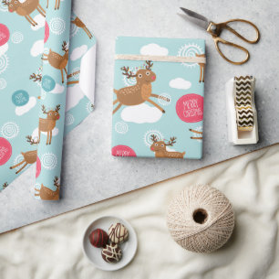 Cadeau Joyeux papier d'enveloppement de rennes de Noël