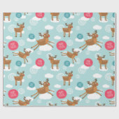 Cadeau Joyeux papier d'enveloppement de rennes de Noël (Plat)
