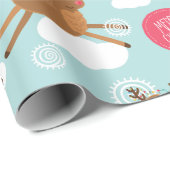 Cadeau Joyeux papier d'enveloppement de rennes de Noël (Coin rond)
