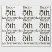 Cadeau Joyeux papier d'enveloppement du 5e anniversaire (Plat)