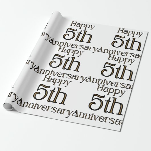 Cadeau Joyeux papier d'enveloppement du 5e anniversaire (Déroulé)