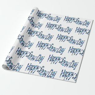 Cadeau Joyeux papier d'enveloppement du jour de la neige
