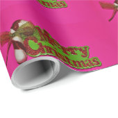 Cadeau Joyeux papier d'enveloppement rose Noël (Coin rond)