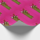 Cadeau Joyeux papier d'enveloppement rose Noël (Coin)