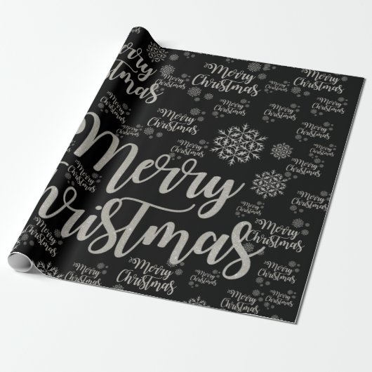 Cadeau Joyeux papier enveloppant Noël noir (Déroulé)