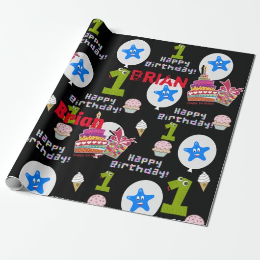 Cadeau Joyeux Premier Anniversaire Ballons Papier Envelop (Déroulé)