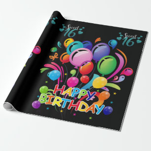 Cadeau Joyeux Sweet sixteen de papier d'enveloppement d'a