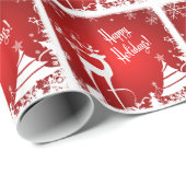 Cadeau Joyeux Vacances Envelopper papier | Rouge, blanc,  (Coin rond)