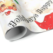 Cadeau Joyeux Vacances Envelopper Papier Vintage Père Noë (Coin rond)
