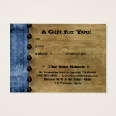 Cadeau Kaart Blauw Denim Texas Star Studs (Achterkant)