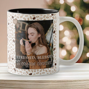 Cadeau koffiebeker voor haar met foto tweekleurige koffiemok