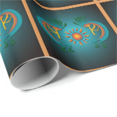 Cadeau Kokopelli avec papier d'enveloppement solaire (Coin rond)