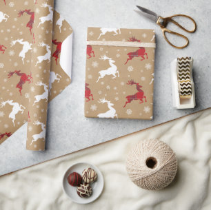 Cadeau Kraft Papier de rennes Tartan Rouge/Blanc ID589
