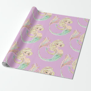 Cadeau La mère de sirène doit être rose papier enveloppan