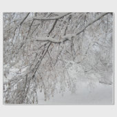 Cadeau La neige a couvert le papier d'emballage d'arbre - (Plat)