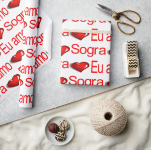 Cadeau La Saint Valentin Envelopper le papier Eu amo Sogr