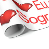 Cadeau La Saint Valentin Envelopper le papier Eu amo Sogr (Coin rond)