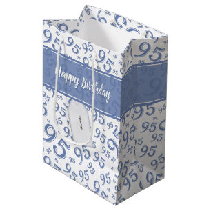 Cadeau Label Birthday 95 Random Number Pattern Blu Medium Cadeauzakje