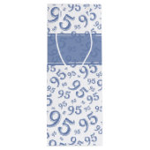 Cadeau Label Birthday 95 Random Number Pattern Blu Wijn Cadeautas (Achterkant)