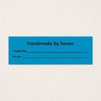 Cadeau label met blanco onderhoudsinstructies mini visitekaartjes