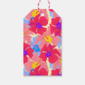 Cadeau label met bloemmotief met hibiscus cadeaulabel (Achterkant)