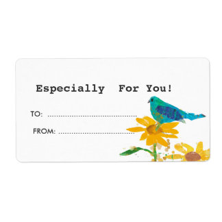 Cadeau Label met Blue Bird