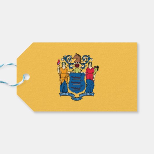 Cadeau Label met vlag van de staat New Jersey, Ver Cadeaulabel (Achterkant Horizontaal)