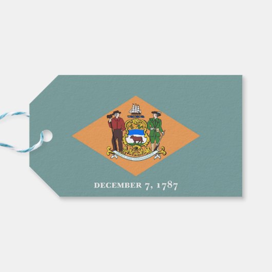 Cadeau Label met vlag van Delaware State, Verenigd Cadeaulabel (Achterkant Horizontaal)