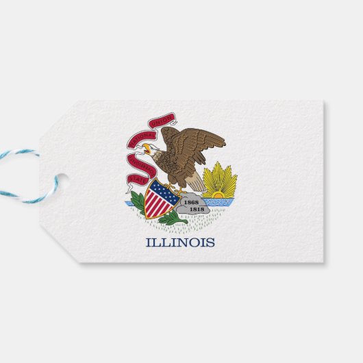 Cadeau Label met vlag van Illinois State, Verenigd Cadeaulabel (Achterkant Horizontaal)