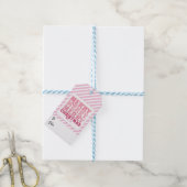 Cadeau label Roze Gestreept Vrolijk kerstfeest naa Cadeaulabel (Met Touw)