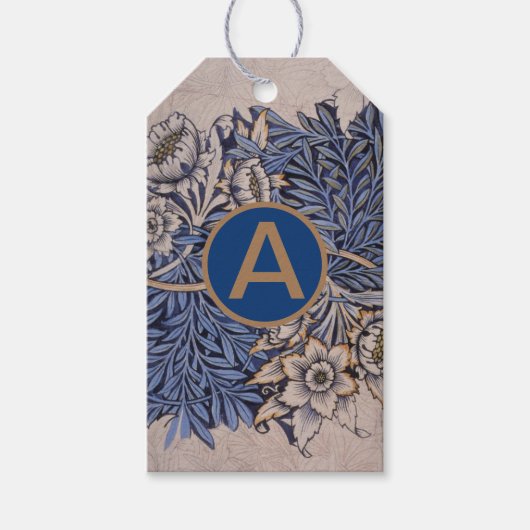 CADEAU LABEL WILLIAM MORRIS BLUE CUSTOM INITIAAL CADEAULABEL (Voorkant)
