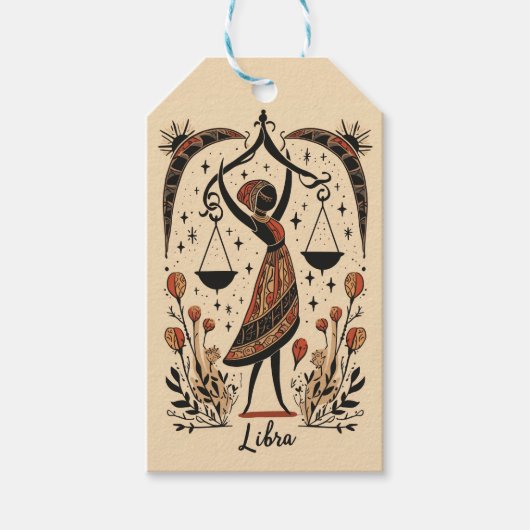 Cadeau Labels Weegschaal Celestial Zodiac Art Cadeaulabel (Voorkant)