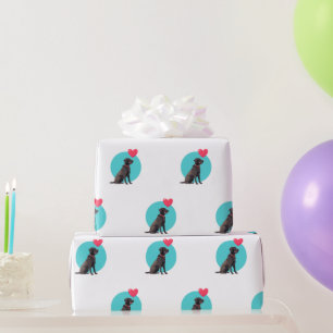 Cadeau Labrador noir avec papier d'enveloppement de ballo