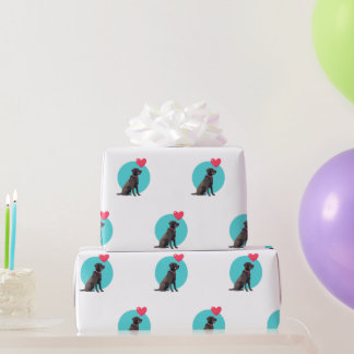 Cadeau Labrador noir avec papier d'enveloppement de ballo