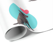 Cadeau Labrador noir avec papier d'enveloppement de ballo (Coin rond)