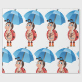 Cadeau Ladybug Sous Un Papier D'Enveloppement De Paraplui (Plat)