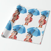 Cadeau Ladybug Sous Un Papier D'Enveloppement De Paraplui (Déroulé)