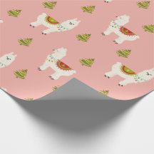 Lamas de Noël arbres de Noël papier d'enveloppemen