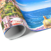 Cadeau L'Amour De Positano Italie Papier Enveloppant (Coin rond)