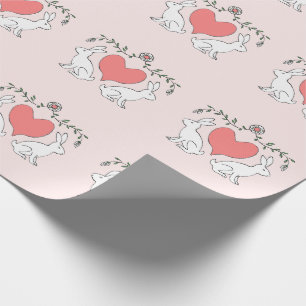Cadeau Lapin d'amour et papier d'emballage d'impression