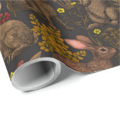 Cadeau Lapins et flore boisée Papier d'enveloppement (Coin rond)