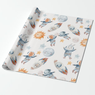 Cadeau L'astronaute spatial Animaux Papier d'enveloppemen