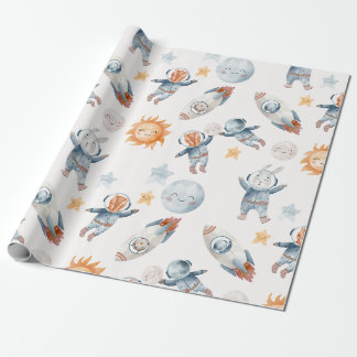 Cadeau L'astronaute spatial Animaux Papier d'enveloppemen