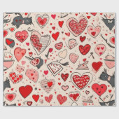 Cadeau Le coeur de la Saint Valentin Envelopper le papier (Plat)